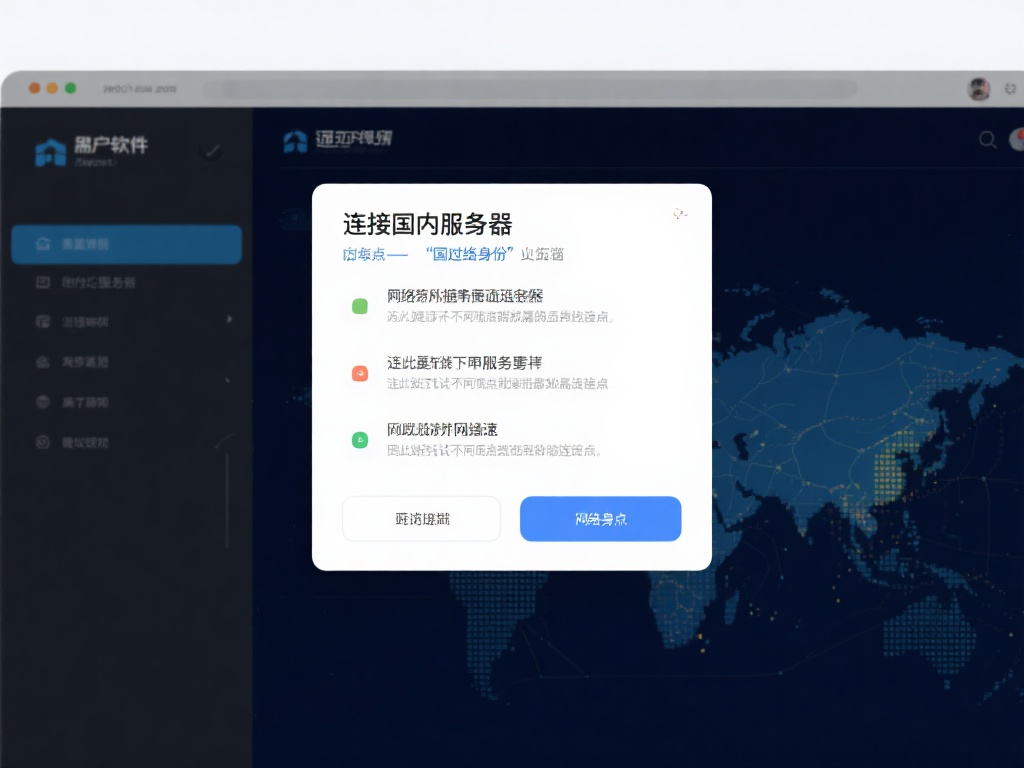 连接国内服务器
在客户端软件中选定国内的服务器节